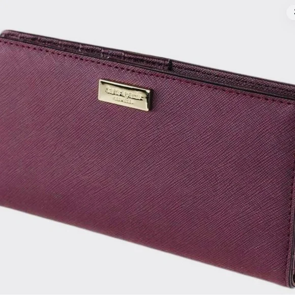 Kate Spade Stacy Laurel Way Saffiano Leather Wallet NWOT Deep Plum - Picture 2 of 4
